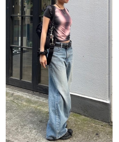 tシャツ BLURRED LOGO Tシャツ レディース セール】BLURRED LOGO LAYERED SHOULDER TEE（Tシャツ