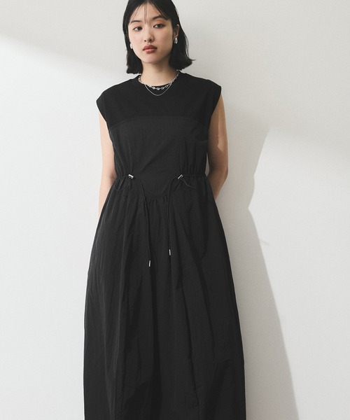 ADAM ET ROPE' ベージュ ロング丈 Vネック 半袖 ワンピース ADAM ET ROPE´ ベージュ ロング丈 Vネック 半袖 ワンピース