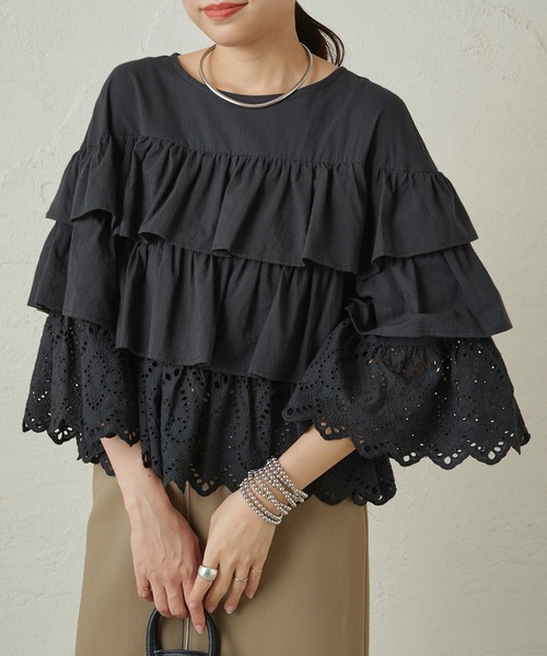 「LOUNGEDRESS」 7分袖ブラウス FREE ブラック レディース