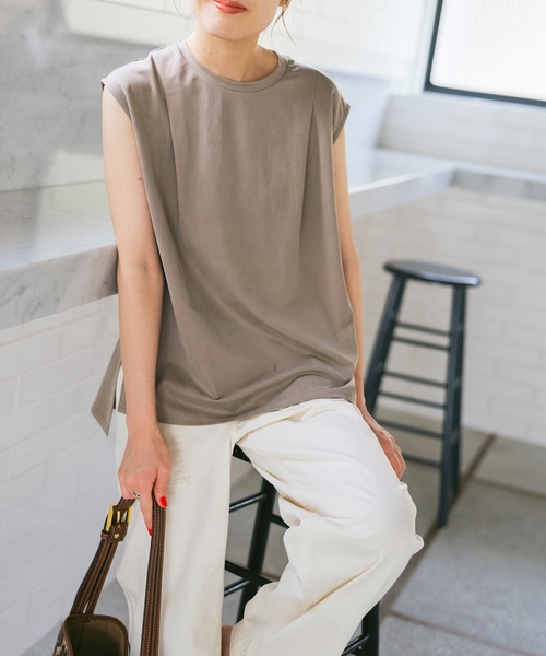 tシャツ フィブリルショルダータックノースリプルオーバー レディース
