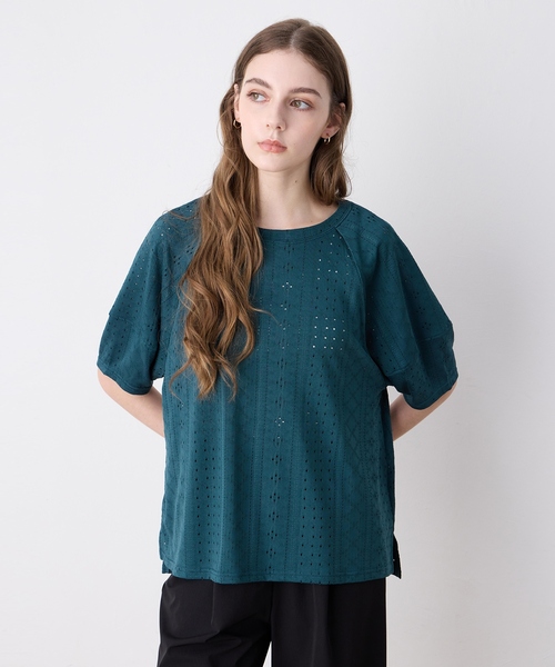 tシャツ カットレースランタンスリーブプルオーバー レディース LE SOUK HOLIDAY tシャツ カットレースランタンスリーブプル