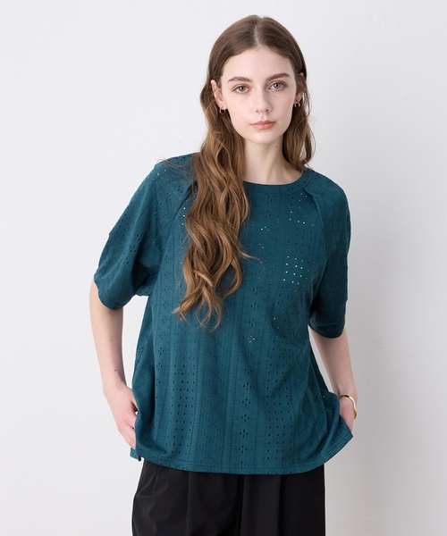 tシャツ カットレースランタンスリーブプルオーバー レディース LE SOUK HOLIDAY tシャツ カットレースランタンスリーブプル