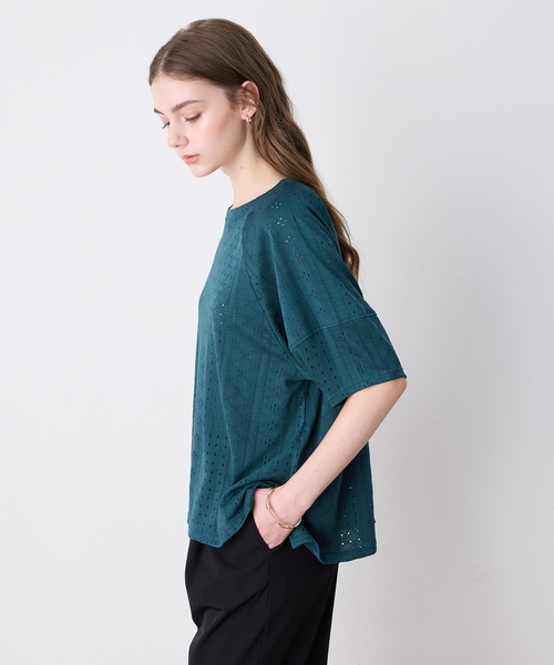 ルスークホリデー LE SOUK HOLIDAY カットレースランタンスリーブプルオーバー （ブラック） LE SOUK HOLIDAY tシャツ カットレースランタンスリーブプル