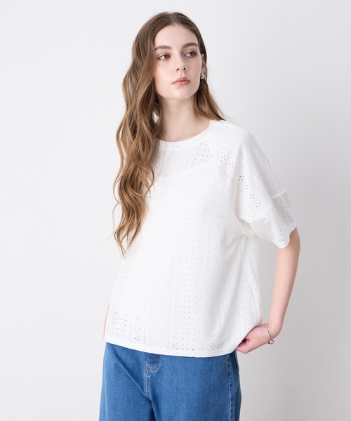 ルスークホリデー LE SOUK HOLIDAY カットレースランタンスリーブプルオーバー （ブラック） LE SOUK HOLIDAY tシャツ カットレースランタンスリーブプル