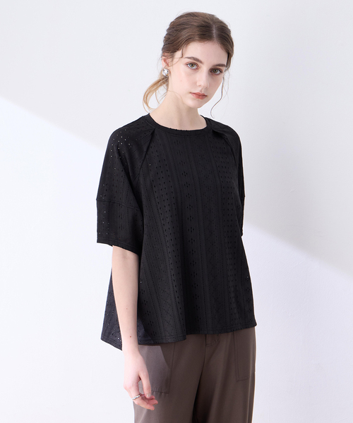 ルスークホリデー LE SOUK HOLIDAY カットレースランタンスリーブプルオーバー （グリーン） LE SOUK HOLIDAY tシャツ カットレースランタンスリーブプル