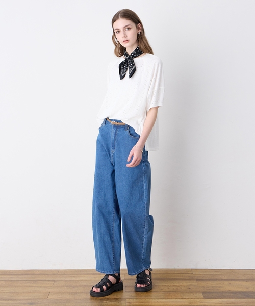 ルスークホリデー LE SOUK HOLIDAY カットレースランタンスリーブプルオーバー （グリーン） LE SOUK HOLIDAY tシャツ カットレースランタンスリーブプル