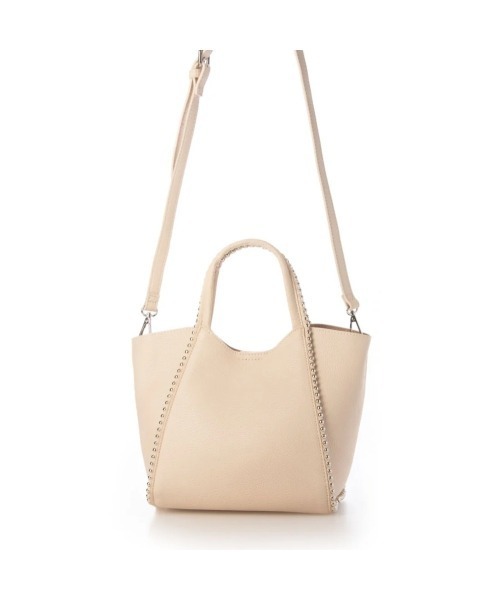 ❤️新品❤️4WAY ボールチェーン トートバッグ  ポーチ付き　ベージュ cache cache（カシュカシュ） トートバッグ ボールチェーン2way