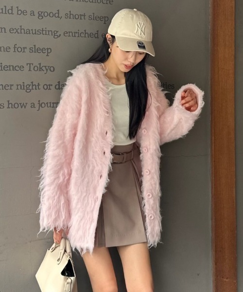 rienda（リエンダ） ニットカーディガン FREE ライトピンク レディース