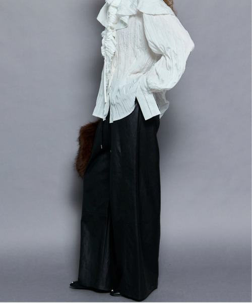 専用 美品 メゾンスペシャル ヴィーガンレザーニットパンツ 36 ブラック MAISON SPECIAL パンツ Volume Wide Vegan Leather Pants