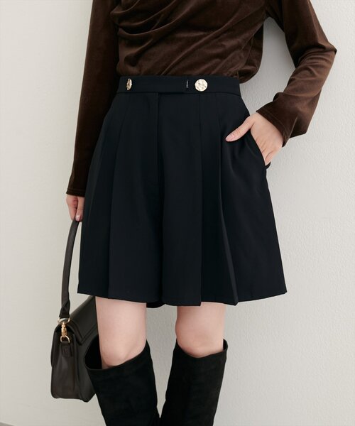 natural couture パンツ 「canami」プリーツショートパンツ レディース