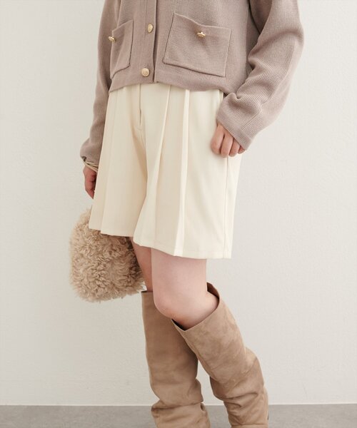 natural couture パンツ 「canami」プリーツショートパンツ レディース