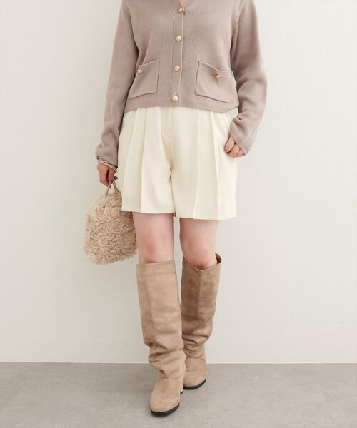 natural couture パンツ 「canami」プリーツショートパンツ レディース