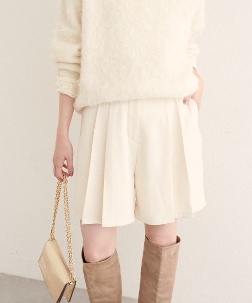 natural couture パンツ 「canami」プリーツショートパンツ レディース
