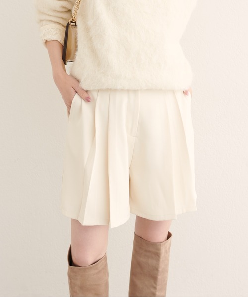 natural couture パンツ 「canami」プリーツショートパンツ レディース