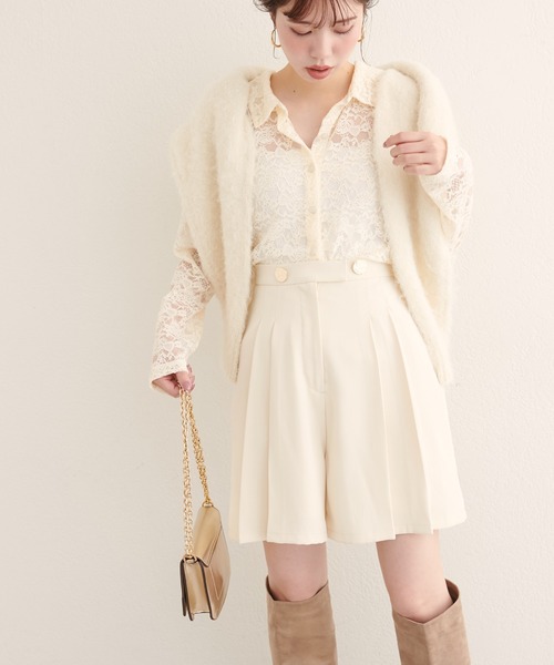 natural couture パンツ 「canami」プリーツショートパンツ レディース
