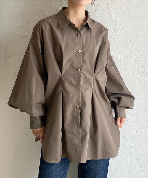She's Closet ブラウス シャツ 長袖オーバーサイズ ウエストタック
