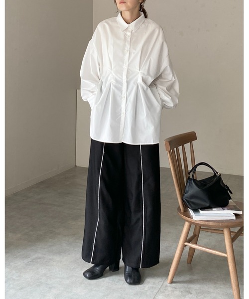 She's Closet ブラウス シャツ 長袖ボリュームスリーブウエストタック