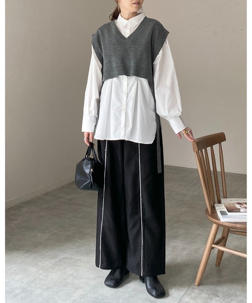 She's Closet ブラウス シャツ 長袖オーバーサイズ ウエストタック