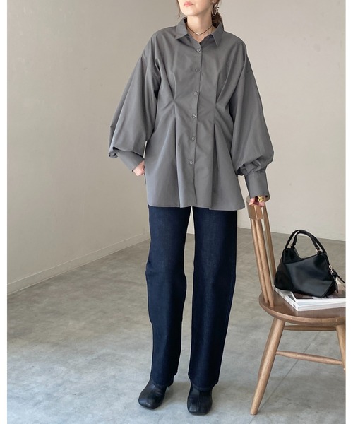 She's Closet ブラウス シャツ 長袖オーバーサイズ ウエストタック