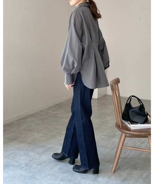 She's Closet ブラウス シャツ 長袖オーバーサイズ ウエストタック