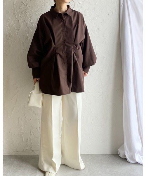 She's Closet ブラウス シャツ 長袖オーバーサイズ ウエストタック