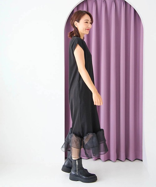 ワンピース myu Myu（ミュー） ワンピース 裾シアーフリル ストレッチワンピース