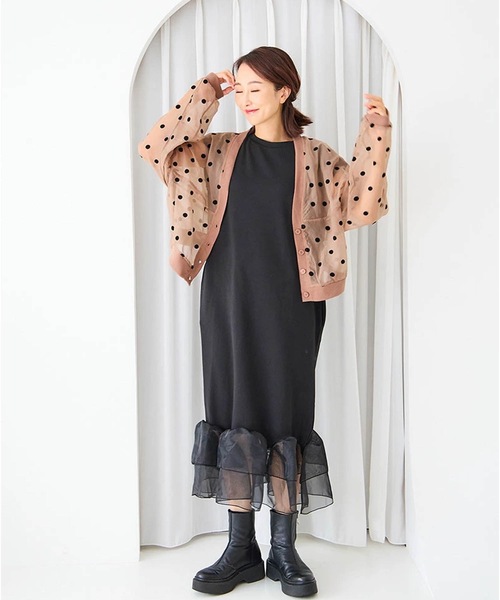 Myu（ミュー） ワンピース 裾シアーフリル ストレッチワンピース