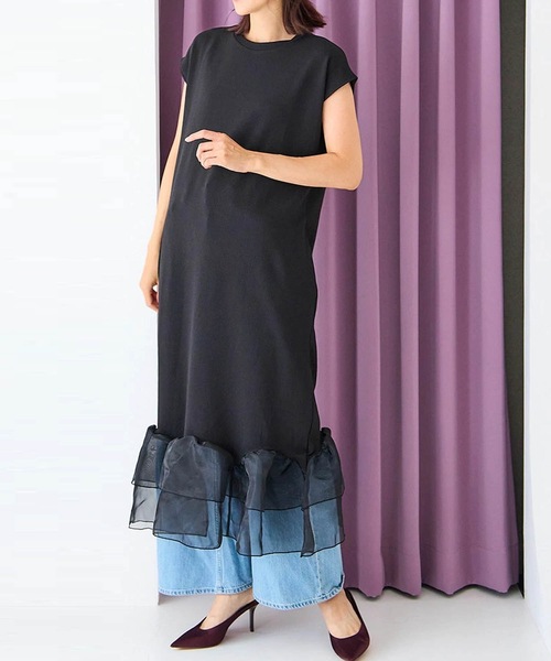 ワンピース myu Myu（ミュー） ワンピース 裾シアーフリル ストレッチワンピース