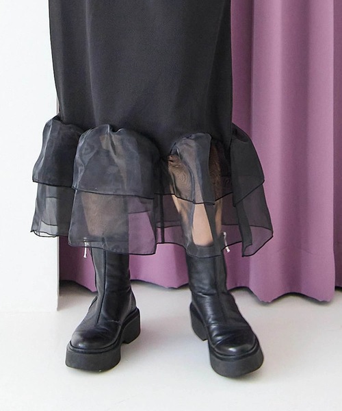 Myu（ミュー） ワンピース 裾シアーフリル ストレッチワンピース