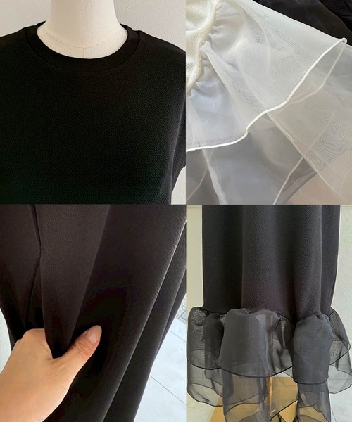 Myu（ミュー） ワンピース 裾シアーフリル ストレッチワンピース
