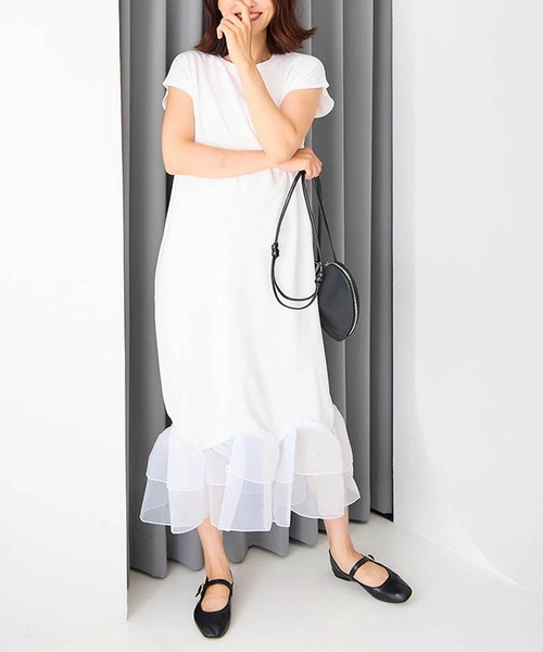 Myu（ミュー） ワンピース 裾シアーフリル ストレッチワンピース