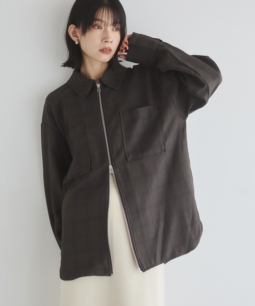 hunch（ハンチ） ブラウス シャツ ウールライク チェック柄 シャツ