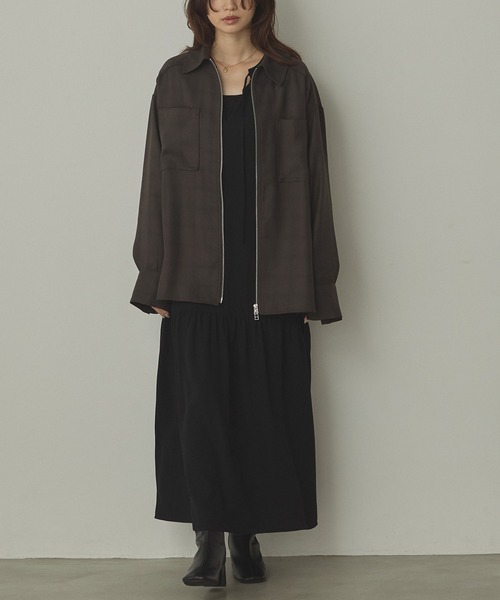 hunch（ハンチ） ブラウス シャツ ウールライク チェック柄 シャツ