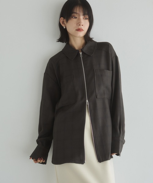 uh様 シャツジャケット hunch（ハンチ） ブラウス シャツ ウールライク チェック柄 シャツ