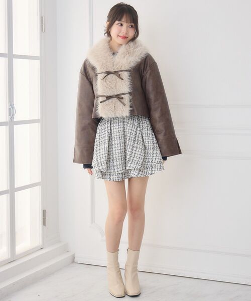 Emsexcite（エムズエキサイト） コート アウター Fファー襟リボンF