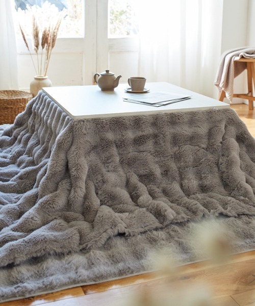 ベッド 寝具 モコモコこたつ掛け布団 ラビットファー調│長方形「furry