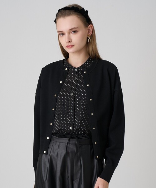 ANAYI アナイ パールブレードブルゾン ブラック カーディガン 完売品 M ANAYI アナイ パールブレードブルゾン ブラック カーディガン 完売品 M