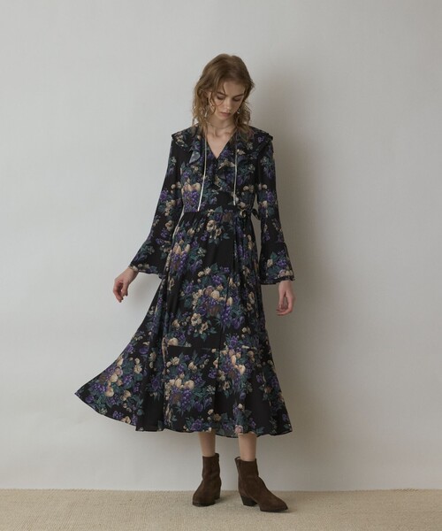 GRACECONTINENTAL 【新品未使用】ボタニカルワンピースネイビー ひめ様専用【GRACE CONTINENTAL】ワンピース ネイビー GRACE