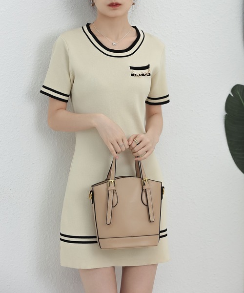 「MAISON DE THERESE」 半袖ワンピース S ベージュ レディース_画像7
