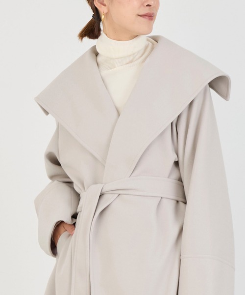 新品MICA&DEALマイカアンドディール ショールカラーリバーコート24AW 新品タグ付き 24AW MICA&DEAL ショールカラーリバーコート ブラック