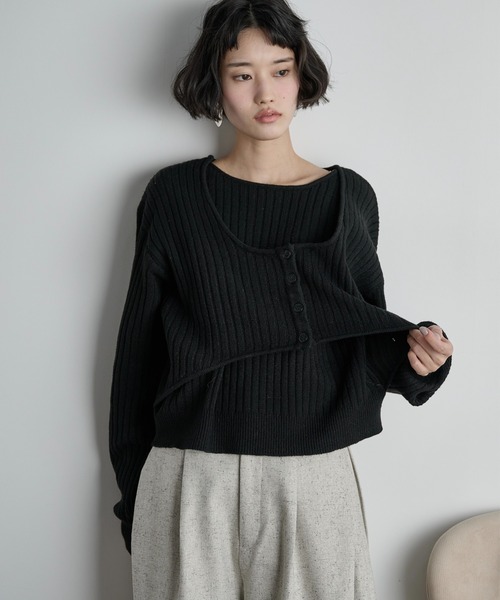 THE Yon ニット セーター アンサンブルドッキングニットPO レディース