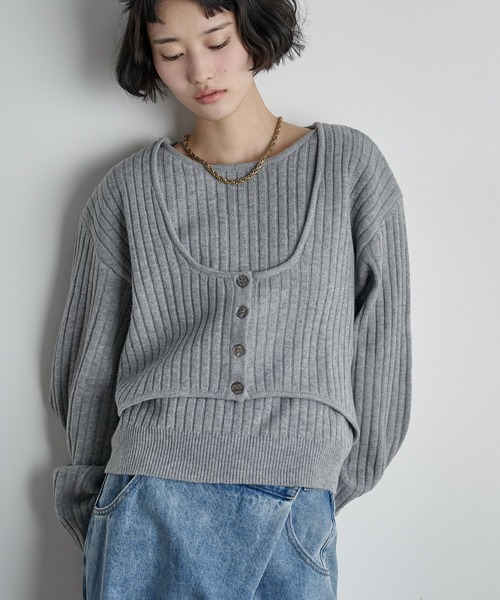 THE Yon ニット セーター アンサンブルドッキングニットPO レディース