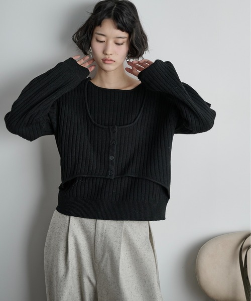 THE Yon ニット セーター アンサンブルドッキングニットPO レディース