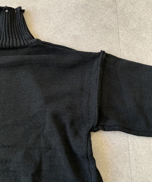 セーター ニット デストロイ加工ビッグシルエットタートルネックニット