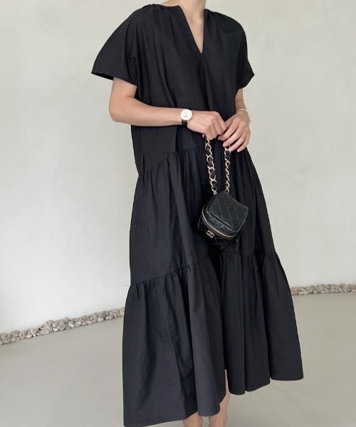 「FAVORITO」 半袖ワンピース F ブラック レディース_画像2