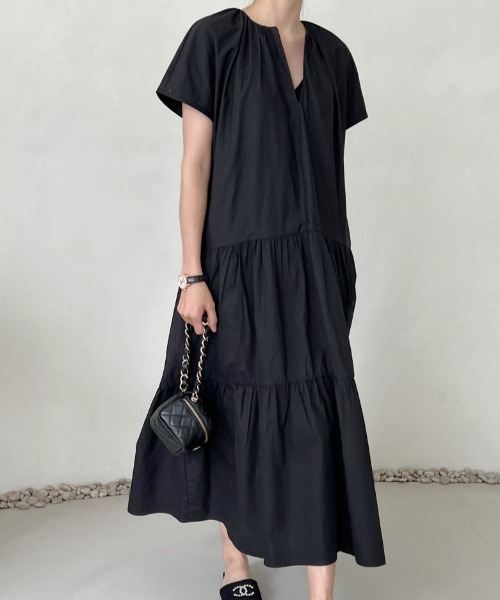 「FAVORITO」 半袖ワンピース F ブラック レディース_画像3