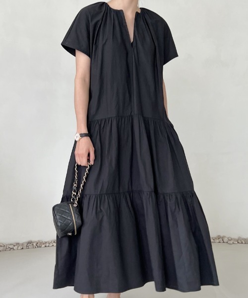 「FAVORITO」 半袖ワンピース F ブラック レディース_画像4