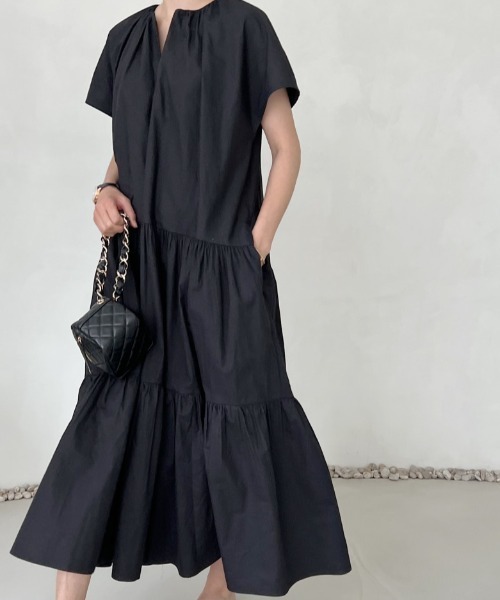 「FAVORITO」 半袖ワンピース F ブラック レディース_画像5