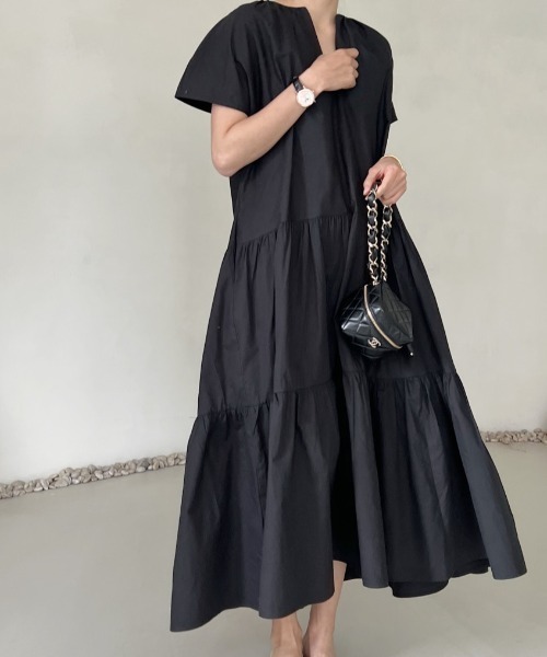 「FAVORITO」 半袖ワンピース F ブラック レディース_画像8