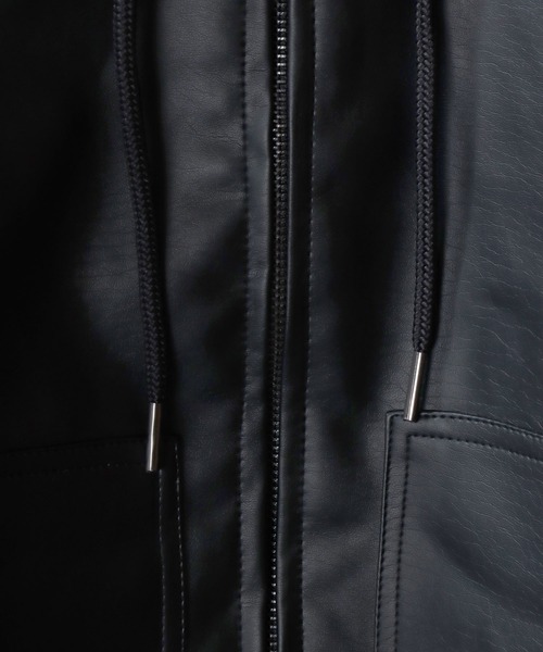 SITRY（シトリー） ブルゾン アウター Synthetic Leather Zip Hoodie